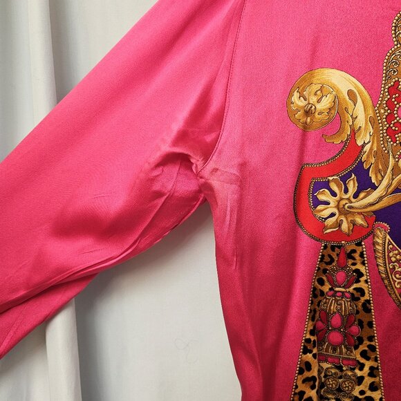 Escada Taj Mahal charmeuse silk blouse Mughal jewels print rare vintage size 42 - Picture 15 of 16